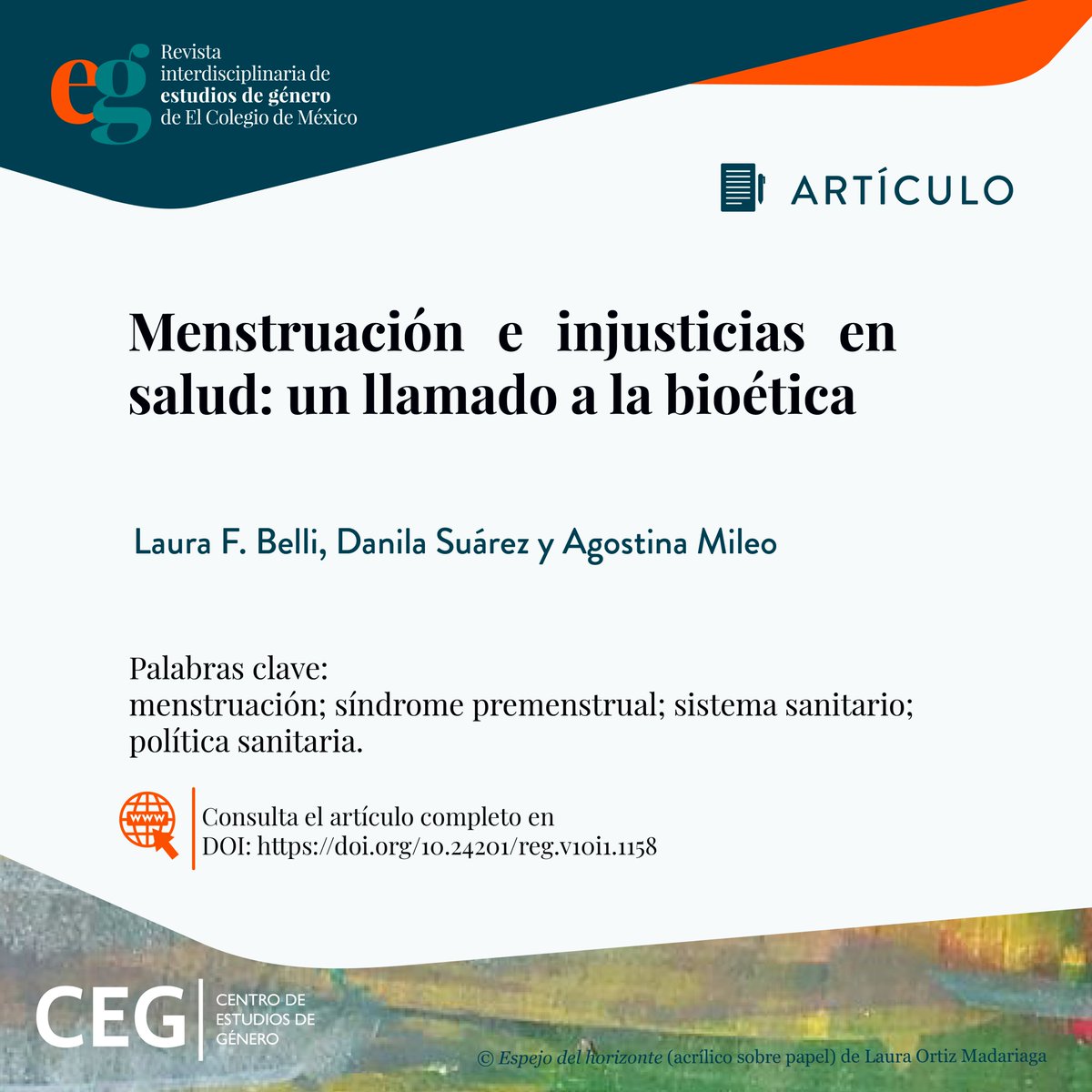 🔍 ¡Se necesita un abordaje bioético urgente de la salud menstrual! 🔍

Este nuevo artículo aborda una propuesta de inclusión de la salud menstrual en la agenda de la bioética que parte del diagnóstico de que se trata de un problema subrepresentado en la disciplina.