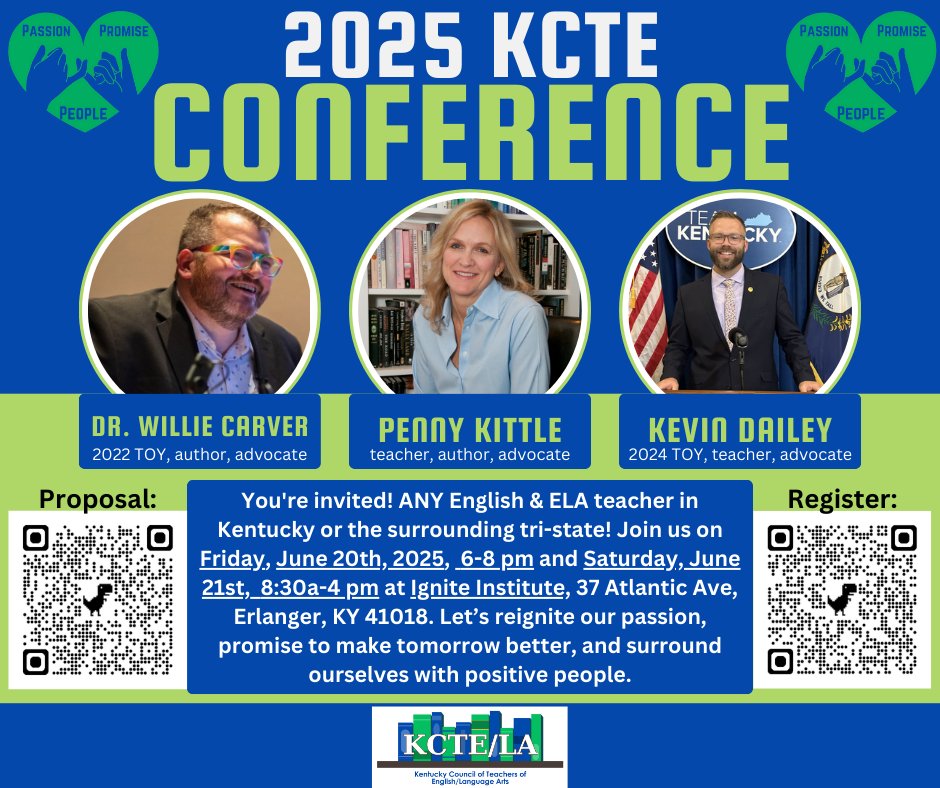KCTE_LA's tweet photo. We are so excited to begin accepting proposals for the 2025 KCTE Conference! Connect and share your ideas with English teachers all over the state! Register and submit a proposal TODAY! 
Proposals:https://t.co/izd7YWjRw3
Register: https://t.co/iLSltx5xg1 https://t.co/R78wAbfYeB