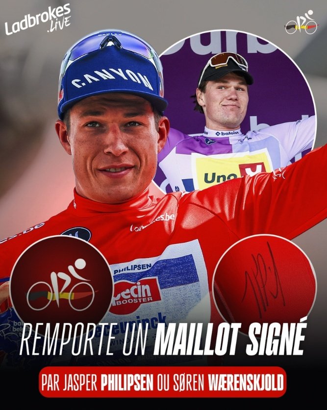 🚨🚨 CONCOURS POUR FÊTER LES 2000 ABONNÉS !! 🤩

Tentez de remporter un maillot dédicacé par 𝙅𝘼𝙎𝙋𝙀𝙍 𝙋𝙃𝙄𝙇𝙄𝙋𝙎𝙀𝙉 🇧🇪 ou 𝙎𝙊𝙍𝙀𝙉 𝙒𝘼𝙀𝙍𝙀𝙉𝙎𝙆𝙅𝙊𝙇𝘿 🇳🇴
Pour participer :
1️⃣ S'abonner à <a href="/LeCyclismebelge/">Cyclisme Belge 🇧🇪</a> &amp; RT ce post
2️⃣ Suivre ladbrokes.live sur instagram