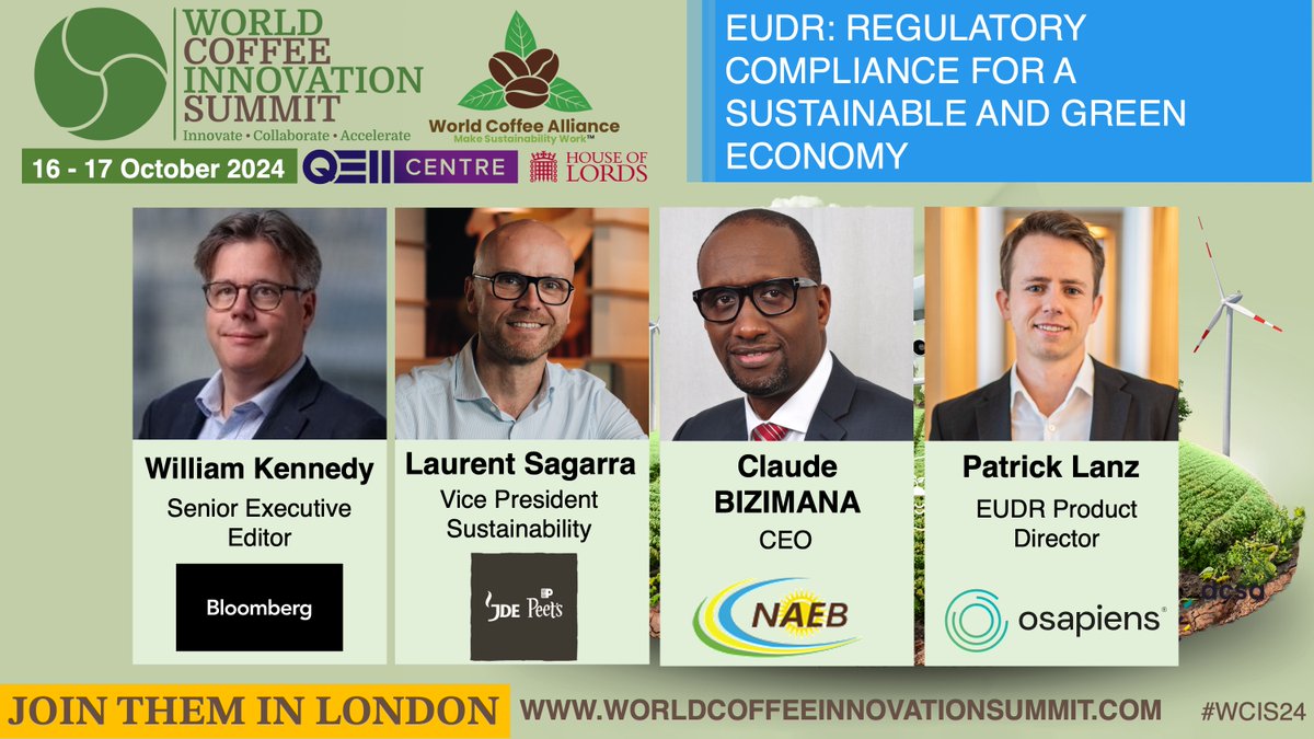 Now that the EU just published a 12-month phased-in period proposal - from 30 December 2024 to 30 December 2025,  what happens now? 

Join us at World Coffee Innovation Summit London 16-17 Oct 2024: worldcoffeeinnovationsummit.com

#WCIS24 #Coffee #Climate #Finance #Innovation #EUDR