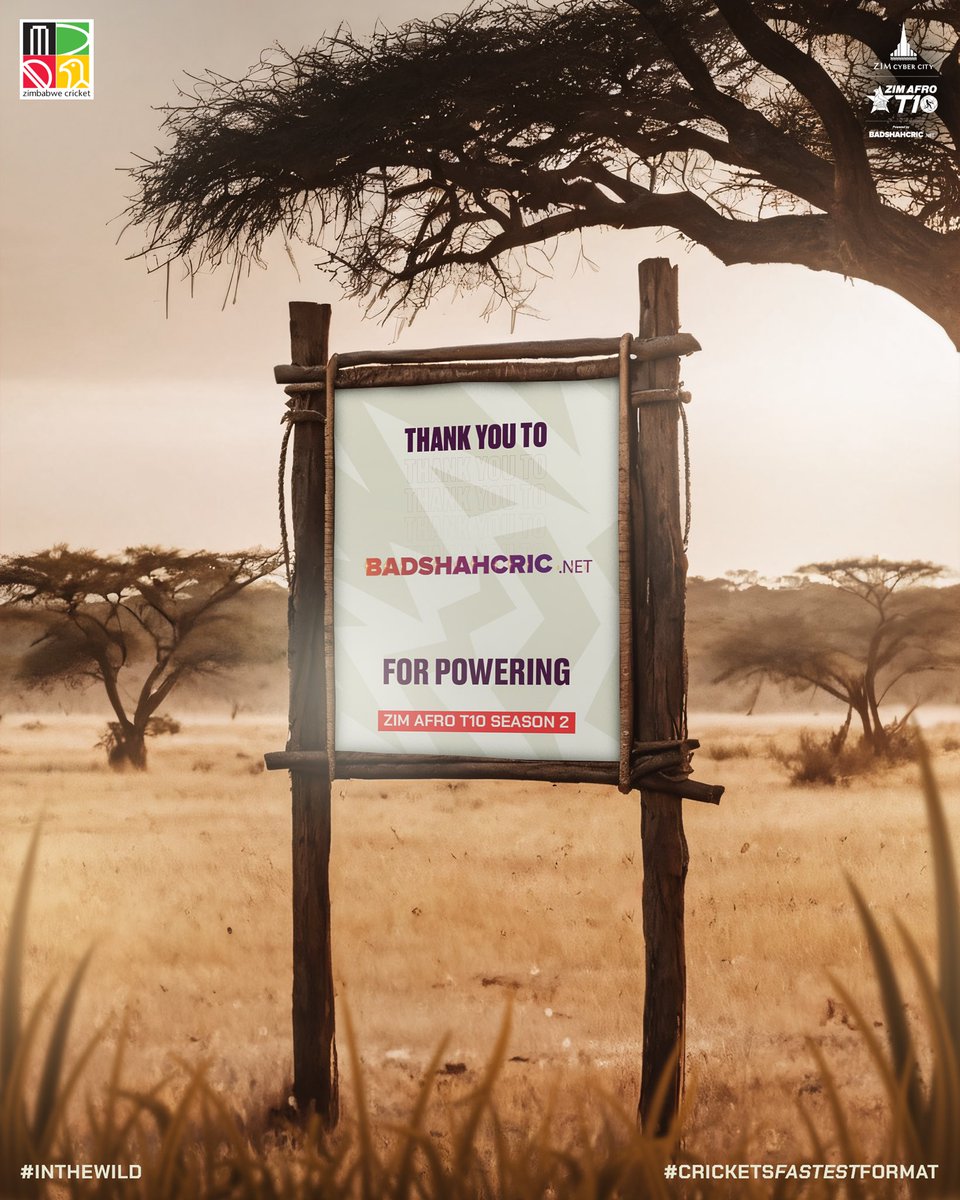 ZimAfroT10 (@zimafrot10) on Twitter photo Thank you to <a href="/Badshahcric_net/">Badshahcric</a>, the official power partner for Zim Afro T10 Season 2!
#T10League #InTheWild #CricketsFastestFormat #ZimAfroT10 Thank you to <a href="/Badshahcric_net/">Badshahcric</a>, the official power partner for Zim Afro T10 Season 2!
#T10League #InTheWild #CricketsFastestFormat #ZimAfroT10