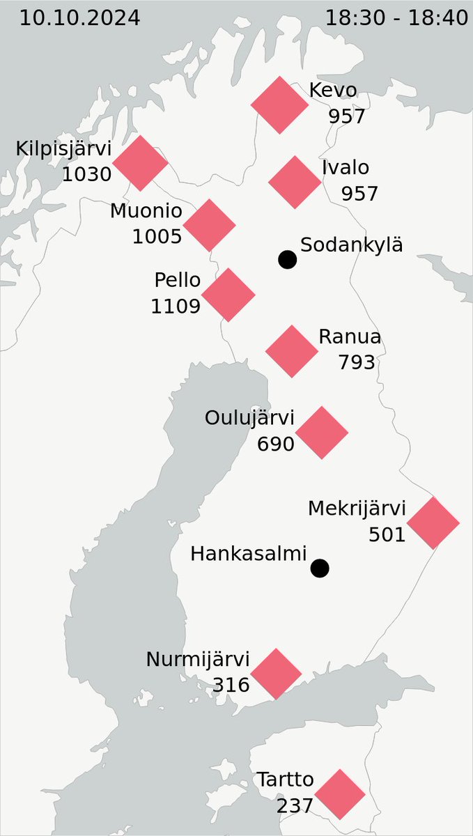 Massapurkauksen shokki saapui puolisen tuntia sitten ja magnetometritkin sen huomasivat. Harmillisen epäsuosiollinen sää ulkona!