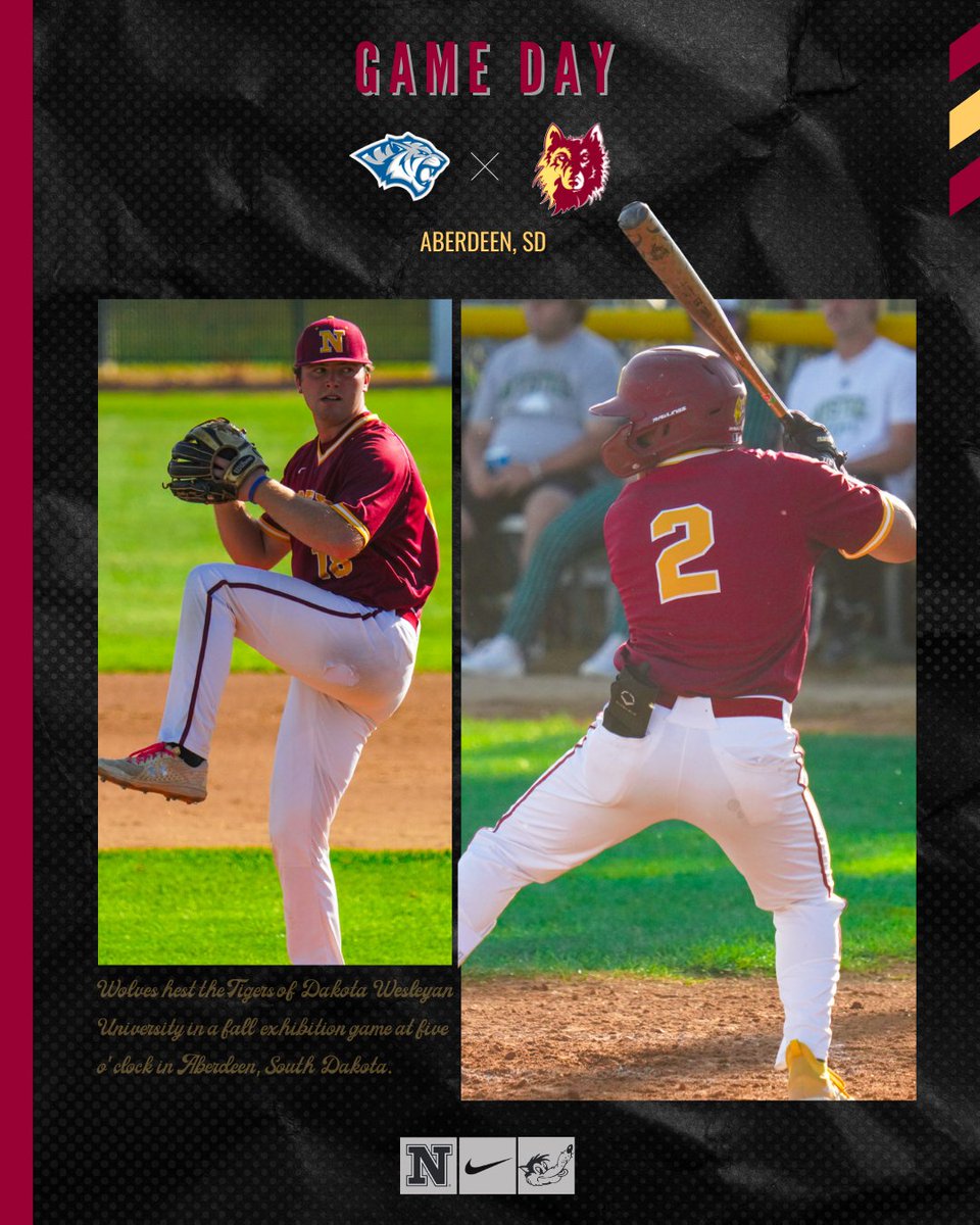 𝐆𝐀𝐌𝐄𝐃𝐀𝐘 🐺

Wolves take on the Tigers in a 12 inning exhibition game at Fossum field!

🆚 Dakota Wesleyan 
📍 Aberdeen, South Dakota
🕔 5:00 PM

#GoWolves
