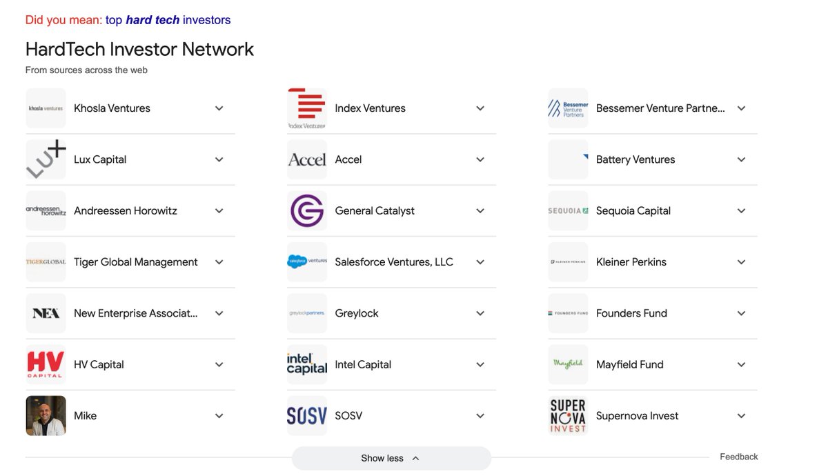 chindsay20's tweet photo. If you think you invest in Hardtech, Google "Top Hardtech Investors" and if just your first name and a picture of yourself doesn't come up like @nunzi46 you might need to level up. https://t.co/knSRSBX6FT