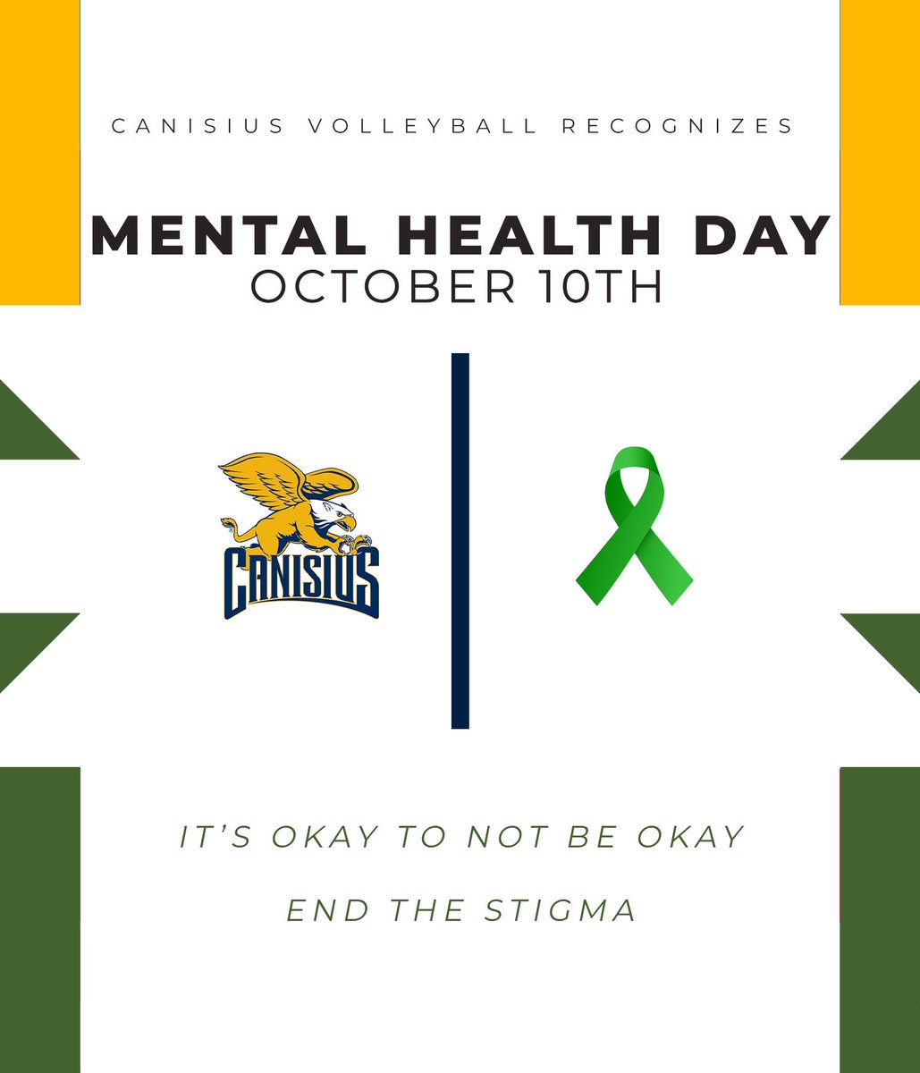 GriffVolleyball's tweet photo. Today we recognize and show our support to those battling mental health.

It’s important to remember that it is always okay to ask for help. @canisius_couns is located in Bosch Hall 105 and is always here to support you.

#Griffs || #GriffsVB || #MentalHealthAwareness https://t.co/LpZ3dlVTTu