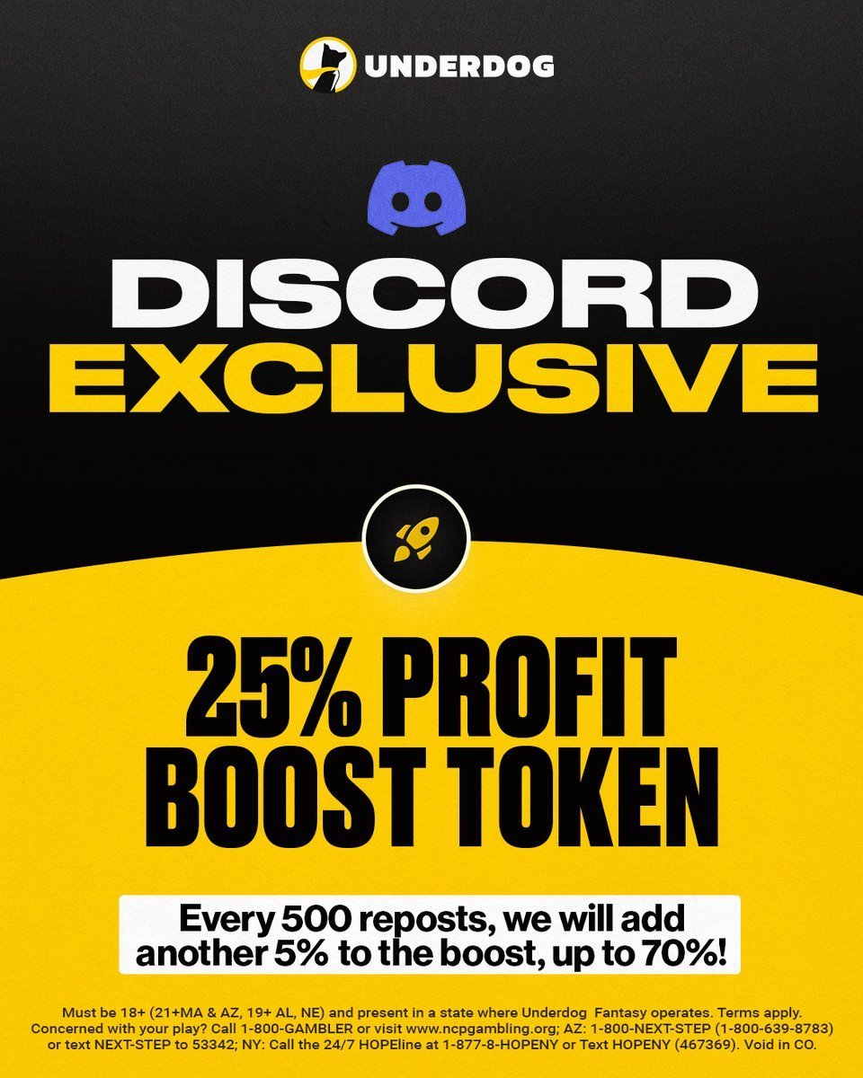 25% Profit Boost Token Unlock 🔓

Sign up in our Discord to unlock the Profit Boost Token for tomorrow.

For every 500 🔁 by midnight, we'll increase the 25% Profit Boost Token by another 5% (up to 70%)🚀

👾: discord.gg/underdog
