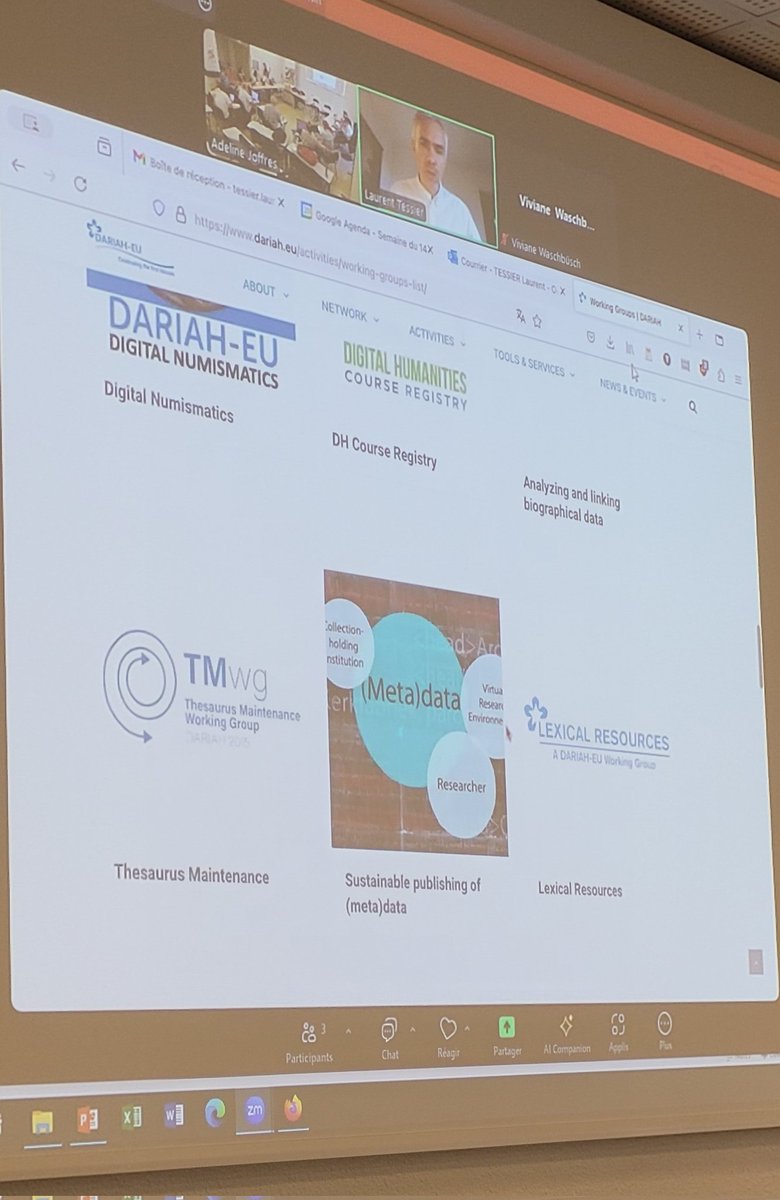 AJoffres's tweet photo. Fin de journée avec des initiatives et projets internationaux des #ConsortiumsHN @Huma_Num @HN_Canevas @Consortium_3D #MASAplus #CORLI2 @ConsortiumCorli @cstariane @cstmusica2 #SoL #DISTAM @TimeParis https://t.co/QEHJUu8etY