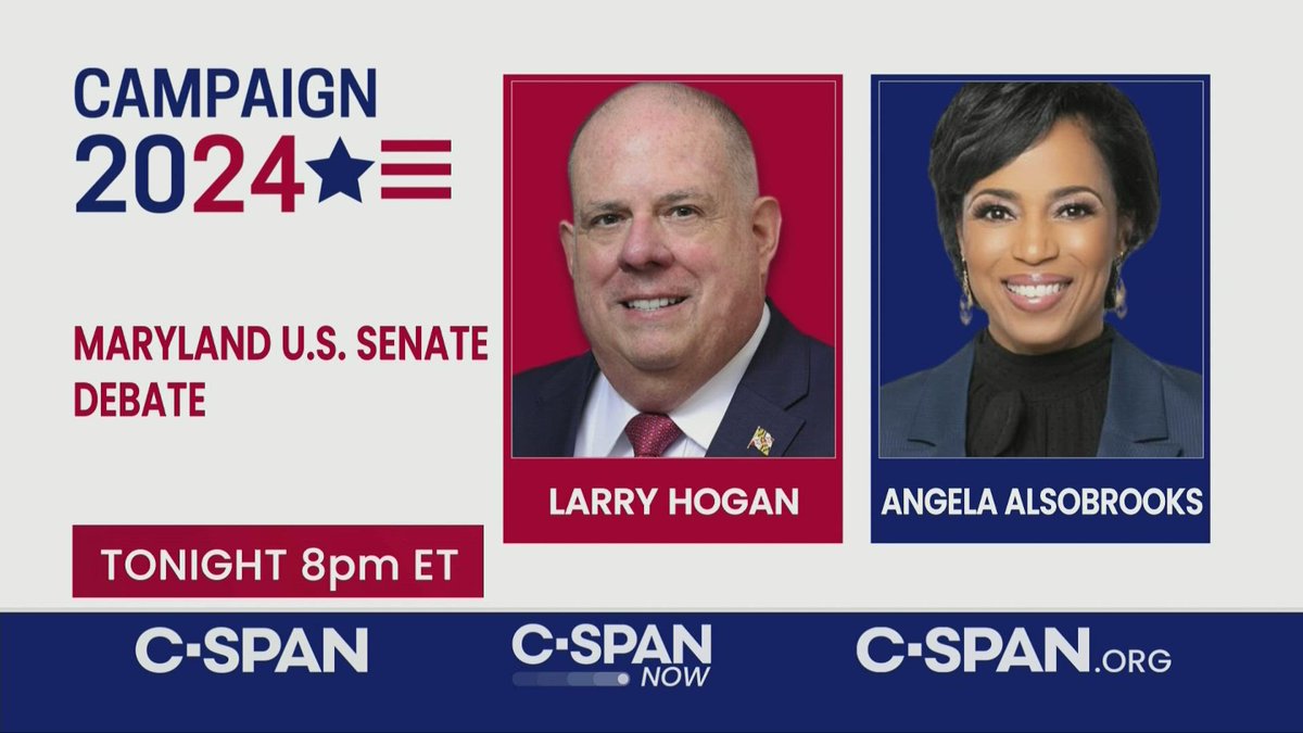 CSPAN (@cspan) on Twitter photo Maryland Senate Debate between Angela <a href="/AlsobrooksForMD/">Angela Alsobrooks</a> (D) and <a href="/GovLarryHogan/">Governor Larry Hogan</a> (R) – 8pm ET on C-SPAN c-span.org/video/?538818-… Maryland Senate Debate between Angela <a href="/AlsobrooksForMD/">Angela Alsobrooks</a> (D) and <a href="/GovLarryHogan/">Governor Larry Hogan</a> (R) – 8pm ET on C-SPAN c-span.org/video/?538818-…