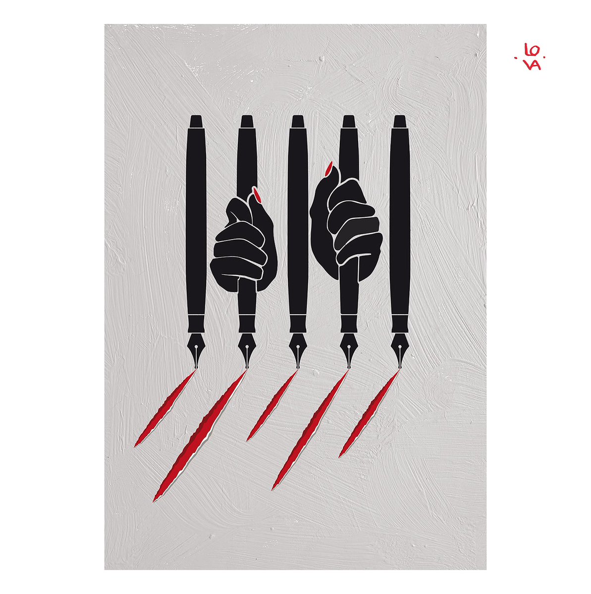 LorenaValentini's tweet photo. "Women Journalists: Twice Threatened?" is a poster design focused on the challenges faced by female journalists. https://t.co/ZBlDLRWcU2