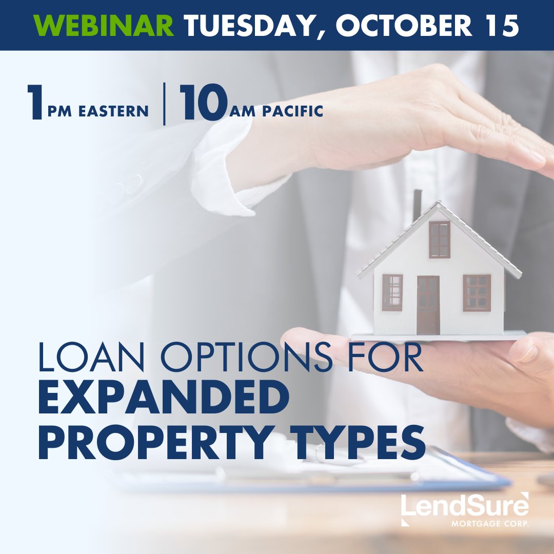 lendsure's tweet image. Ready to tap into new property markets? 🙌 Register for our webinar to learn about financing for condotels, ADUs, and more. Don't miss this opportunity—sign up today! bit.ly/4gSi9M2

#Webinar #FinancialProfessionals #PropertyTypes