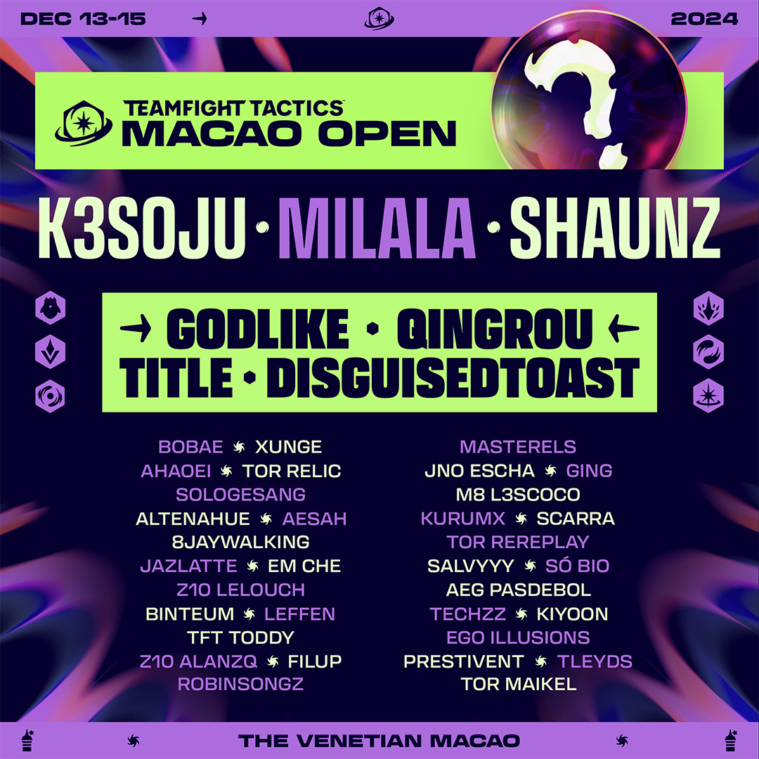 Your favorite players will be at the #TFTMacaoOpen–now’s your chance to see them compete live and in person! Get your Spectator Pass today at riot.com/3Z819uM #TFTMacaoOpen