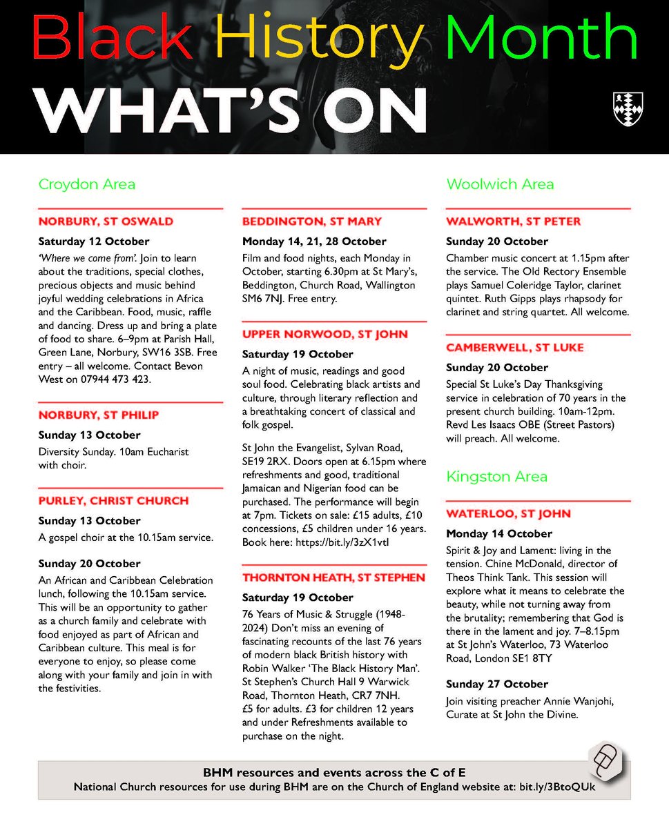 📢#BlackHistoryMonth What's On in Southwark Diocese

🗣️Further Details here➡️ ow.ly/Ue0H50TIU8t