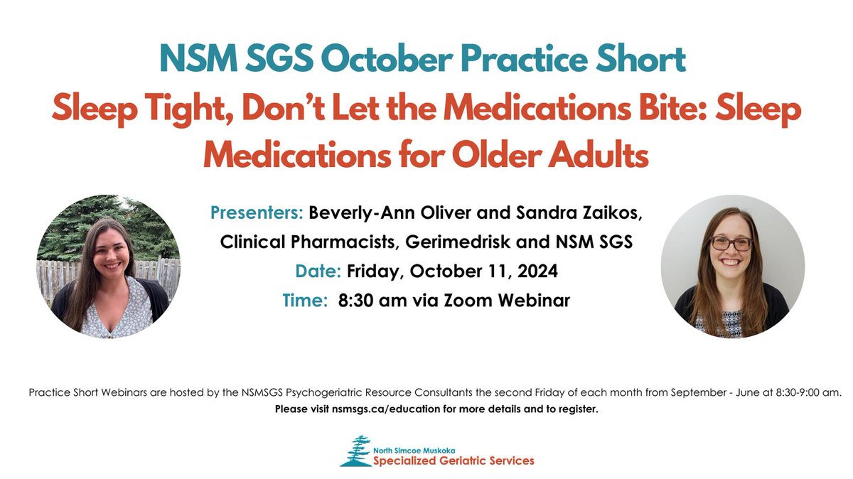 Join the NSMSGS PRCs on Friday October 11th (TOMORROW) at 8:30 am for our monthly Practice Short. For more information and to register follow this link nsmsgs.ca/events/sleep-m…