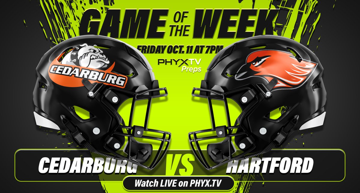 PHYXTVpreps (@phyxtvpreps) on Twitter photo We are so excited to bring you a North Shore Conference showdown as our Game of the Week!  Cedarburg at Hartford coming to you LIVE!! #wisfb We are so excited to bring you a North Shore Conference showdown as our Game of the Week!  Cedarburg at Hartford coming to you LIVE!! #wisfb