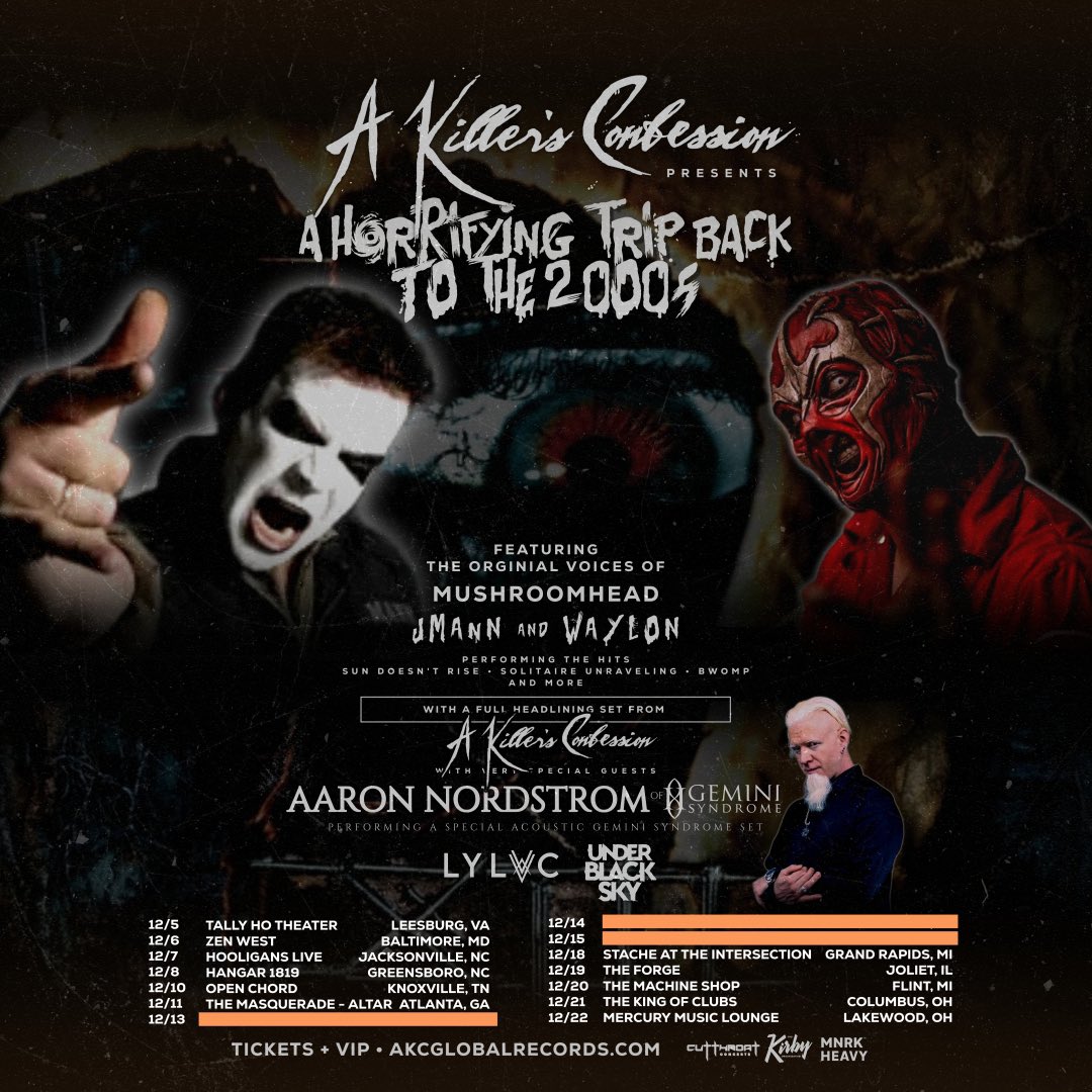 💥💥💥💥 TOUR ANNOUNCEMENT!!!  

YOU ASKED, WE LISTENED!!! ONE NIGHT ONLY IN THESE CITIES!! VIP AND TICKETS ON SALE TOMORROW AT 10am!!!  MORE DATES COMING!!! Jason "J Mann" Popson aaronnordstrom LYLVC Under Black Sky #akillersconfession #jmann #waylon #mushroomhead