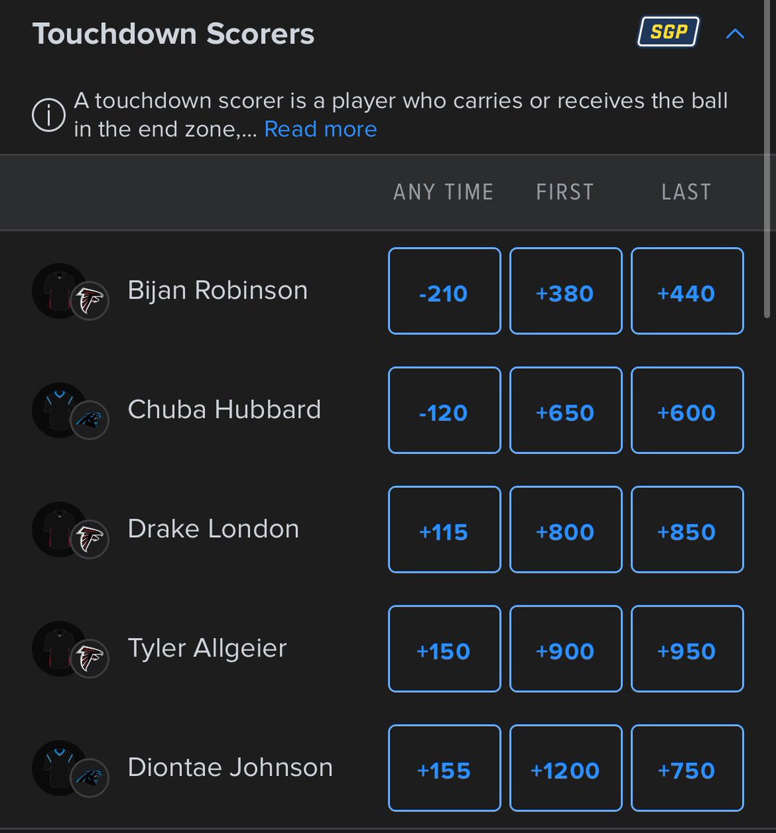 OrangeHatTCG's tweet photo. @onlyparlays @FDSportsbook Lmao look at the guy with one TD in the season, Henry I’m not even mad at but this is insane for Bijan 😂 https://t.co/CjqPvWLpiW