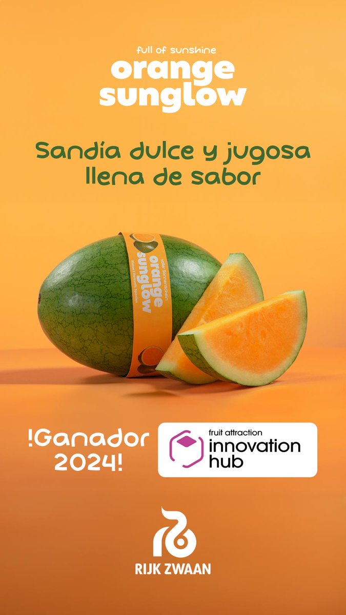Rijk Zwaan ES (@rijkzwaanes) on Twitter photo La SANDÍA ORANGE SUNGLOW, GANADORA en los INNOVATON HUB AWARDS 2024 de <a href="/FruitAttraction/">Fruit Attraction</a> 🎉🍾🧡👏👏
Nuestra nueva variedad de sandía de carne naranja, sabor dulce, textura crujiente y jugosa ha recibido el PREMIO A LA INNOVACIÓN en la categoría Fresh Produce. ¡Gracias a todos! La SANDÍA ORANGE SUNGLOW, GANADORA en los INNOVATON HUB AWARDS 2024 de <a href="/FruitAttraction/">Fruit Attraction</a> 🎉🍾🧡👏👏
Nuestra nueva variedad de sandía de carne naranja, sabor dulce, textura crujiente y jugosa ha recibido el PREMIO A LA INNOVACIÓN en la categoría Fresh Produce. ¡Gracias a todos!
