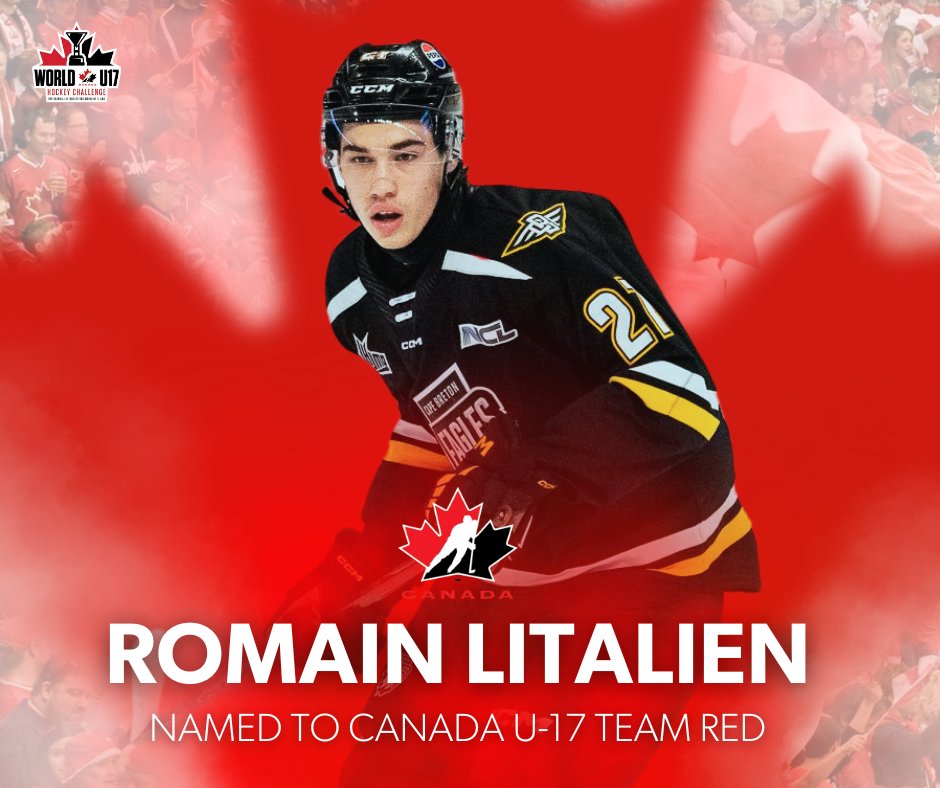 CBEHockey's tweet photo. Litalien to play for Team Canada 🍁

Congratulations to Romain Litalien who has been named to Team Canada Red for the 2024 U17 Hockey Challenge this November!

Details ➡ https://t.co/lq4aT7SZDq

#GoEaglesGo https://t.co/OaxppXbBNB