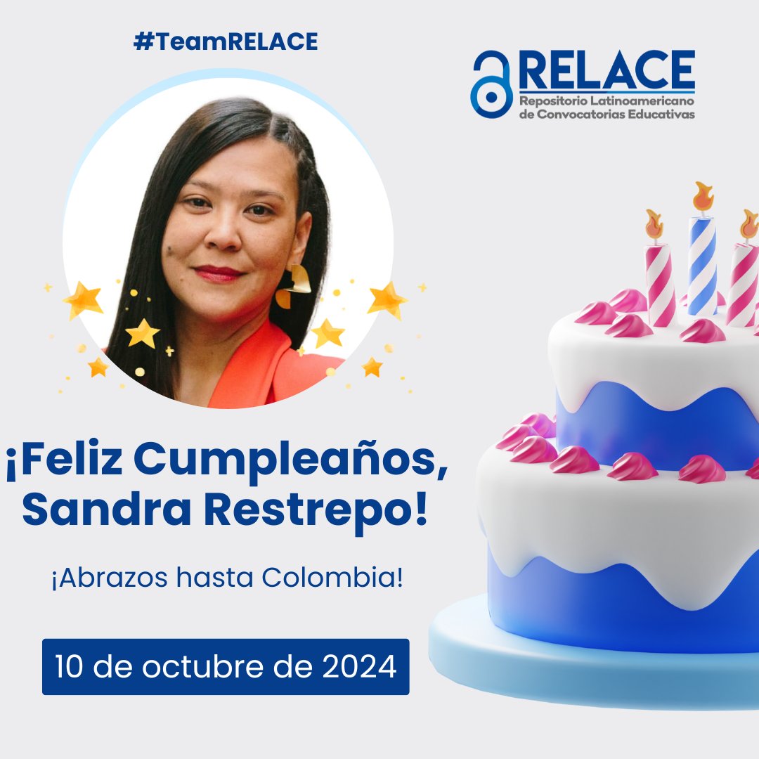 relaceorg's tweet image. ¡Hoy celebramos el cumpleaños de una líder extraordinaria! 

Queremos felicitar a ❤️Sandra Restrepo de Colombia, Coordinadora General de RELACE, por su incansable dedicación y liderazgo en la comunidad educativa. 

#FelizCumpleaños #ComunidadRELACE #OportunidadesSinFronteras