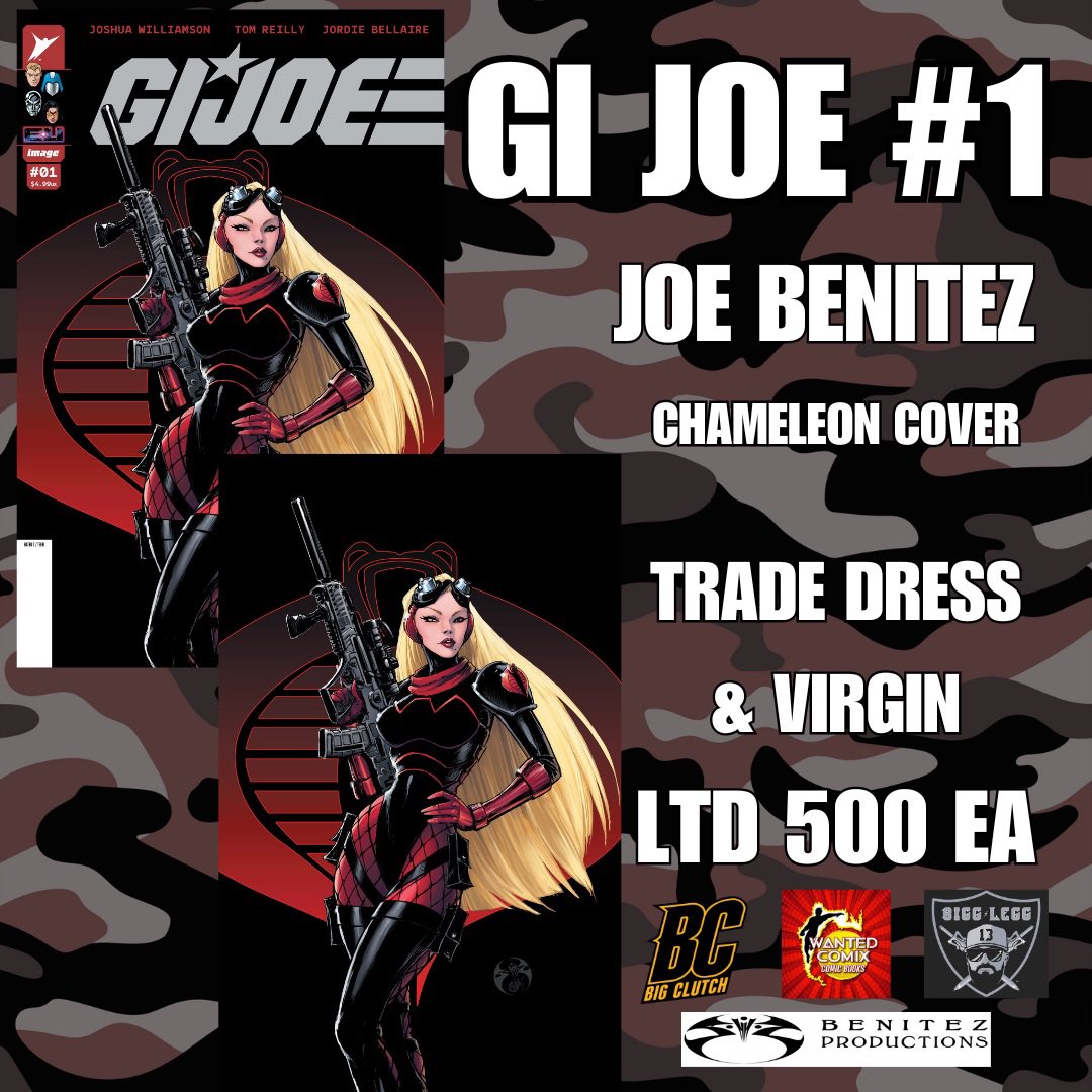 BigClutch's tweet photo. YO JOE!!! @wantedcomix @BiggLegg and I teamed up with classic GI Joe artist @ELJoeBenitez for a @skybound GI Joe #1 variant featuring the mysterious Chameleon!! 

#gijoe #yojoe #cobra #energonuniverse #transformers #variantcomics https://t.co/3rHpIP3DoT