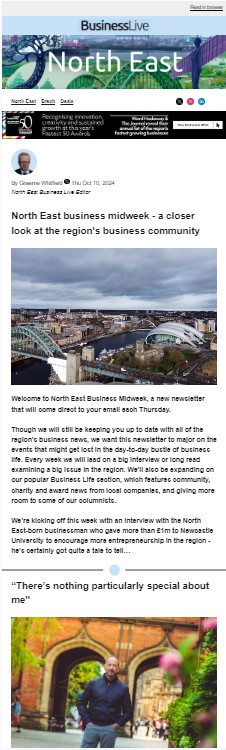 Graemewhitfield (@graemewhitfield) on Twitter photo We have launched a new <a href="/businesslive/">BusinessLive</a> midweek newsletter for the North East that goes behind the scenes of the region's business community. It's FREE and you can get it by signing up here: business-live.co.uk/newsletter-pre… We have launched a new <a href="/businesslive/">BusinessLive</a> midweek newsletter for the North East that goes behind the scenes of the region's business community. It's FREE and you can get it by signing up here: business-live.co.uk/newsletter-pre…