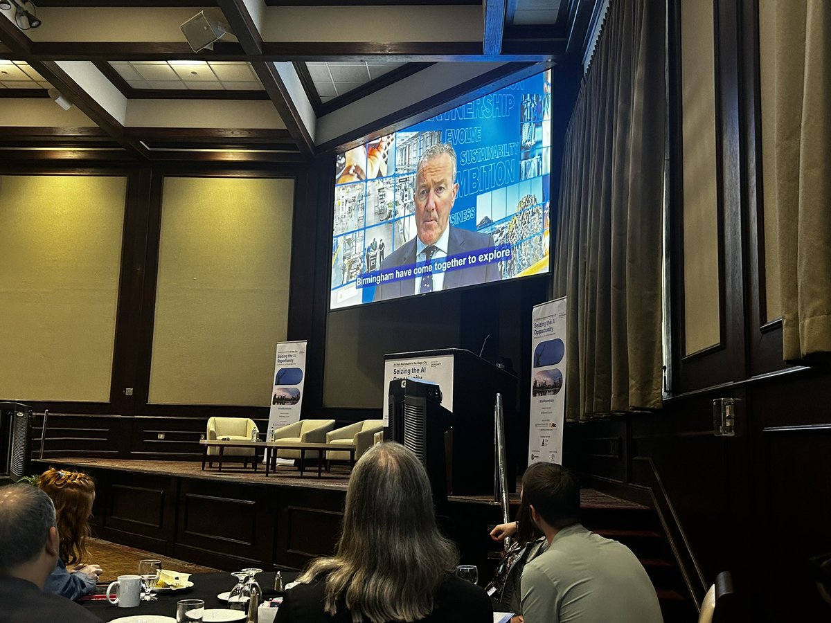 newbelfast's tweet photo. Nice turnout today for AI #IrishRoundtable in the Magic City; joined by tech companies from across Alabama. Particularly pleased to meet up again with Ryan Curry of C/F Capital Partners of Atlanta, Georgia. Well-received video message from Minister for the Economy @conormurphysf https://t.co/rNGh4GEquv