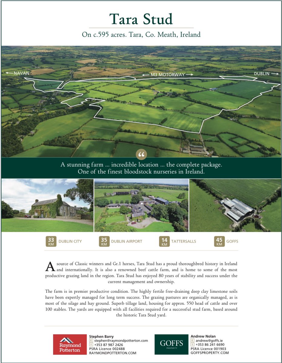 📣 A stunning farm…incredible location…the complete package. One of the finest bloodstock nurseries in Ireland.

📍 Tara Stud in Co. Meath, Ireland

goffsproperty.com