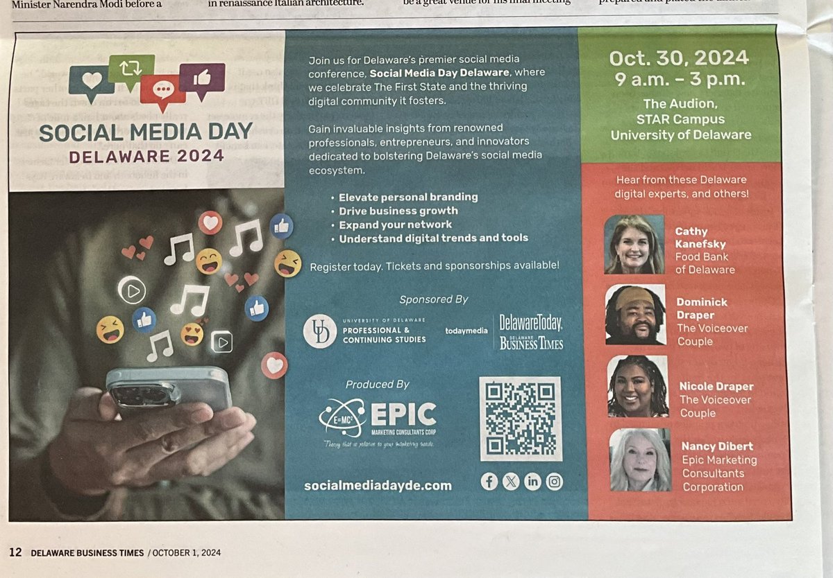 Super stoked for <a href="/smdaydelaware/">socialmediadaydelaware</a> on October 30 at <a href="/UDelaware/">Univ. of Delaware</a> Star Campus! I’m leading a lunch &amp; learn on crisis comms for social media and have some wild stories to share. Great to see the feature in <a href="/DeBusinessTimes/">DelawareBizTimes</a>!