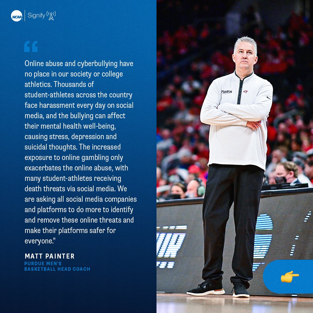 NCAA's tweet photo. .@BoilerBall head coach @CoachPainter on online abuse and cyberbullying ⬇️ https://t.co/JMzAGCi3W2