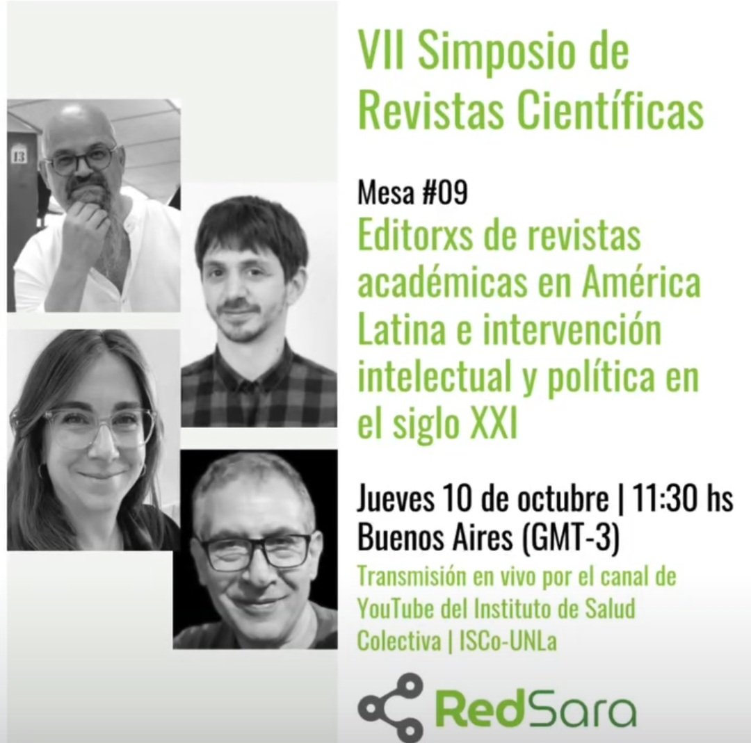 Video completo de la Mesa sobre "Editorxs de revistas académicas en América Latina e intervención intelectual y política en el S. XXI", organizado por la Revista Publicar - en Antropología y Ciencias Sociales en el marco de la <a href="/RedSara_Portal/">Red Sara</a> 

youtube.com/watch?v=H_amxt…