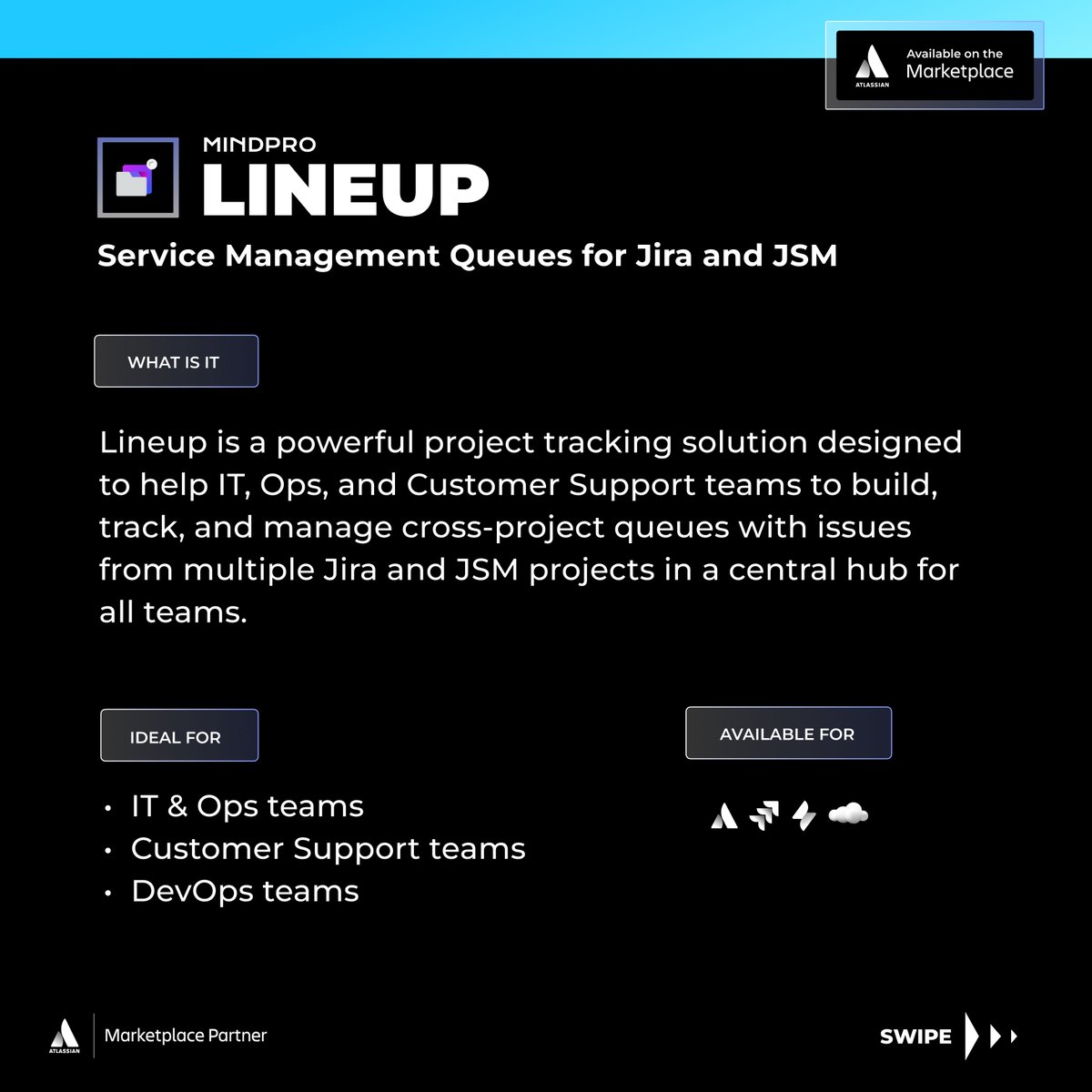 mindproapps's tweet photo. 🖥️ Meet Mindpro - Lineup: Service Management Queues for Jira &amp; JSM.

📌 Build, track, and manage cross-project queues with issues from multiple Jira and JSM projects in a central hub for all teams.

To learn more: https://t.co/YbtqC8TzJH https://t.co/rIHm3nT1nD