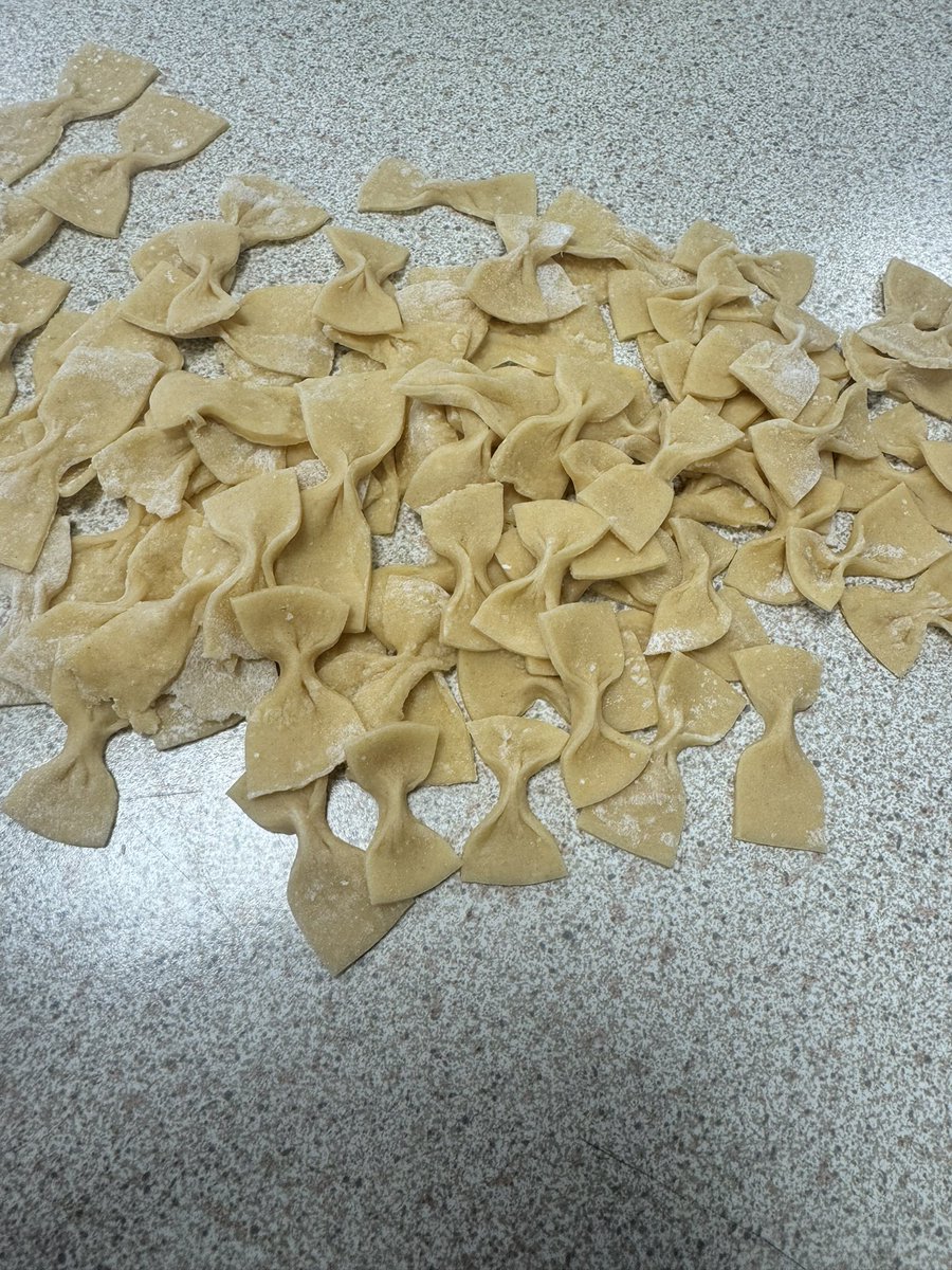 On the menu today was homemade pasta bows 🥰 #pasta #italian