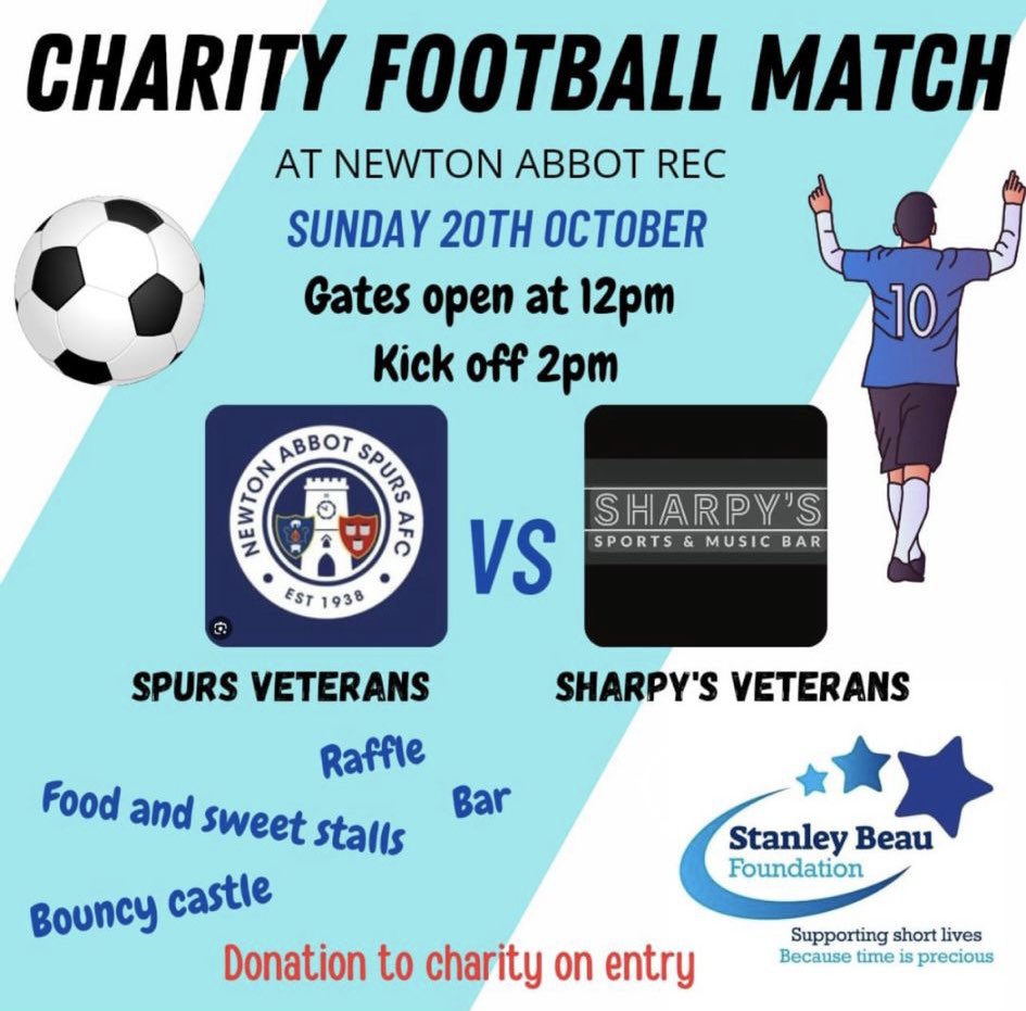 NewtonSpurs's tweet image. ⚽️🔵CHARITY FOOTBALL MATCH🔵⚽️

Newton Spurs Vets 🆚 @SharpysBar Vets

📆Sunday 20th October
🏟The Rec
⏰14:00

Please come along to our charity football match raising money for the Stanley Beau foundation. If you could give a small donation on entry that would be amazing!🙏💙