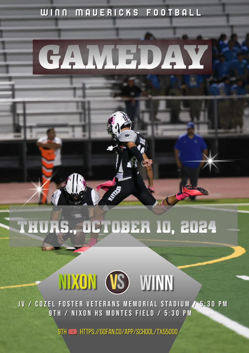 Winn_Football's tweet image. It’s Thursday Night Lights, #MaverickNation ! 

Our sub-Varsity teams face off against the Laredo Nixon Mustangs this evening in Week 7 of the regular season. 
God keep our Mavericks healthy and victorious this evening. 

Let’s #WinnTheDay, Mavericks! 🤙🏼🐃🏈