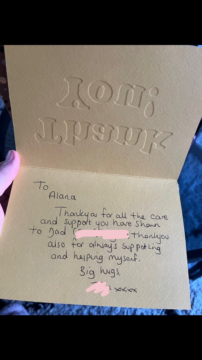 A lovely thank you to Alanna our discharge coordinator on ward 23 from a very grateful daughter ☺️💚