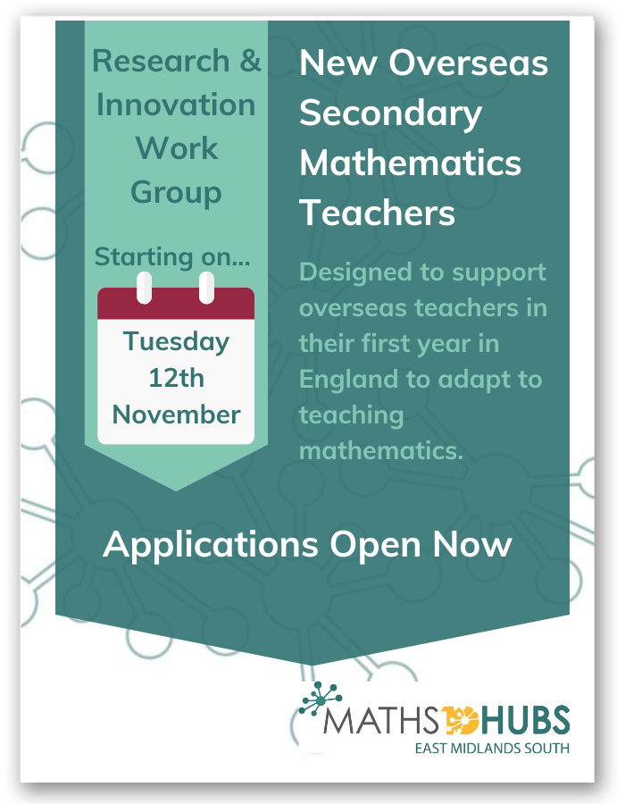 We are delighted to be running a Research and Innovation Work Group which aims to support new Overseas Secondary Mathematics teachers to adapt their teaching to the English education system.

Want to find out more... Visit our website 👇

bit.ly/3zXKrUz