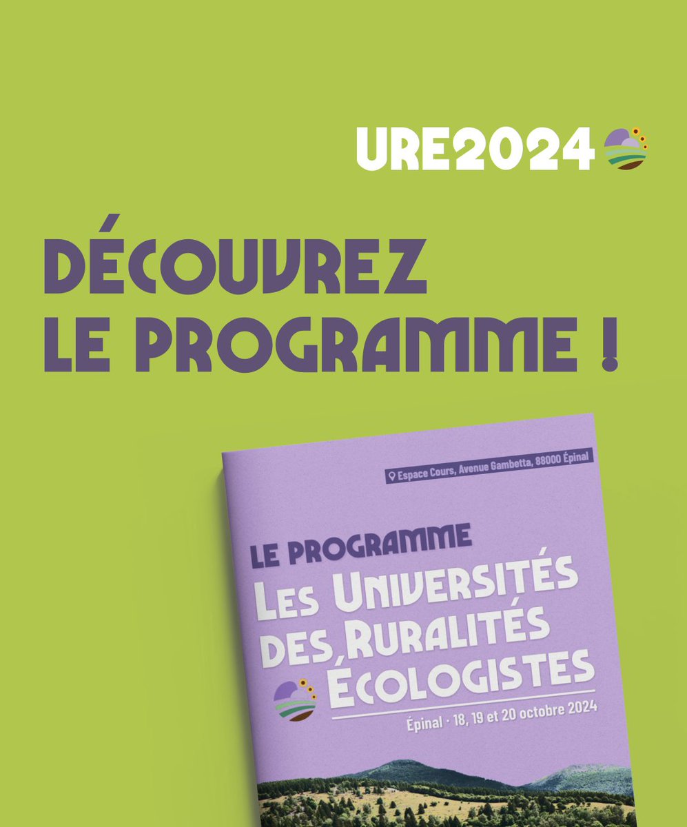 👀 Découvrez le programme des Universités des ruralités 2024 !

Réservez vite vos places ! 👉framaforms.org/universites-de…

Découvrez le programme complet en bio !
lesecologistes.fr/document/7F1Kl…