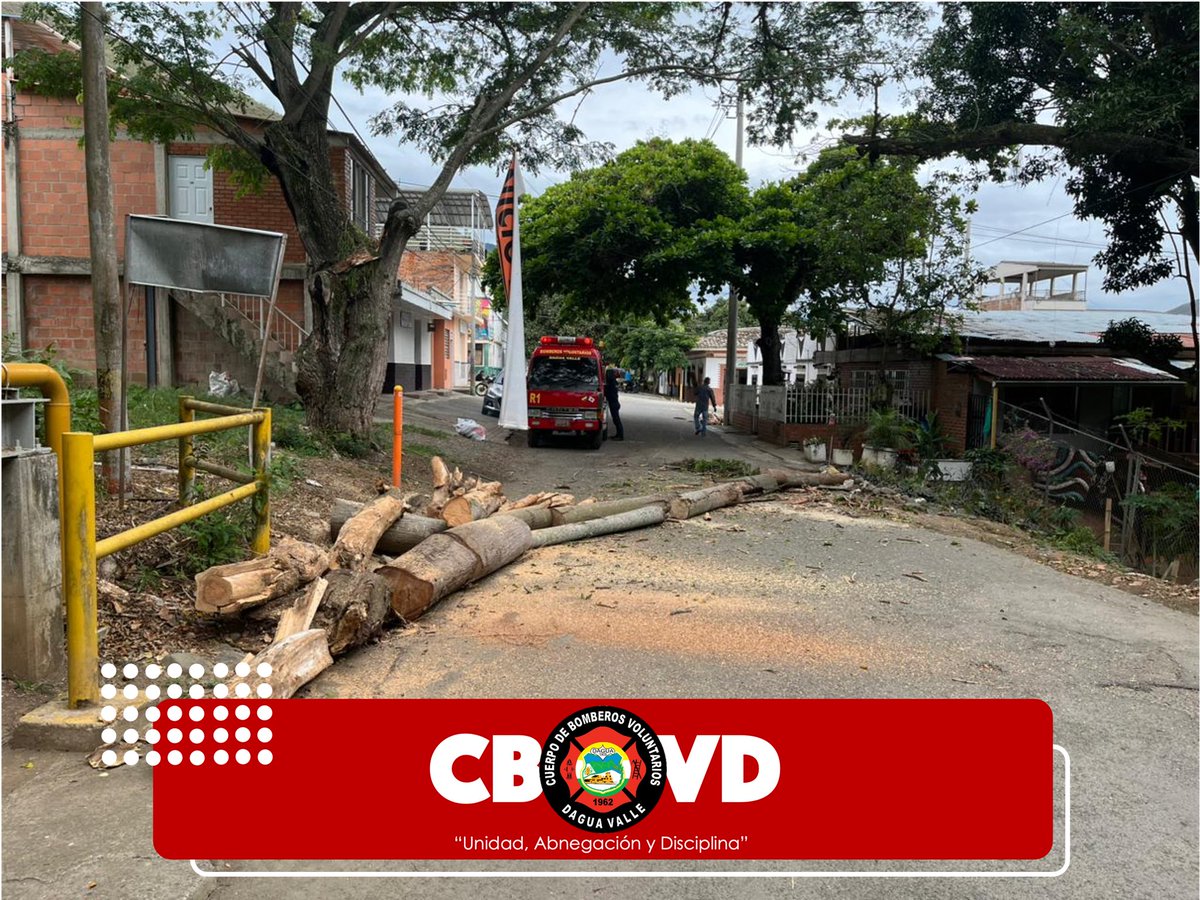 En horas de la mañana, nuestras unidades realizan despeje de vía pública por árbol que cae en zona urbana del municipio. En el sitio máquina de incendios y tres unidades. 
<a href="/MinInterior/">MinInterior Colombia</a> <a href="/GestionRiesgoVa/">Gestión del Riesgo</a> <a href="/DNBomberosCol/">Dirección Nacional de Bomberos de Colombia</a> <a href="/UNGRD/">UNGRD🇨🇴</a> <a href="/CvcAmbiental/">CVC</a>
