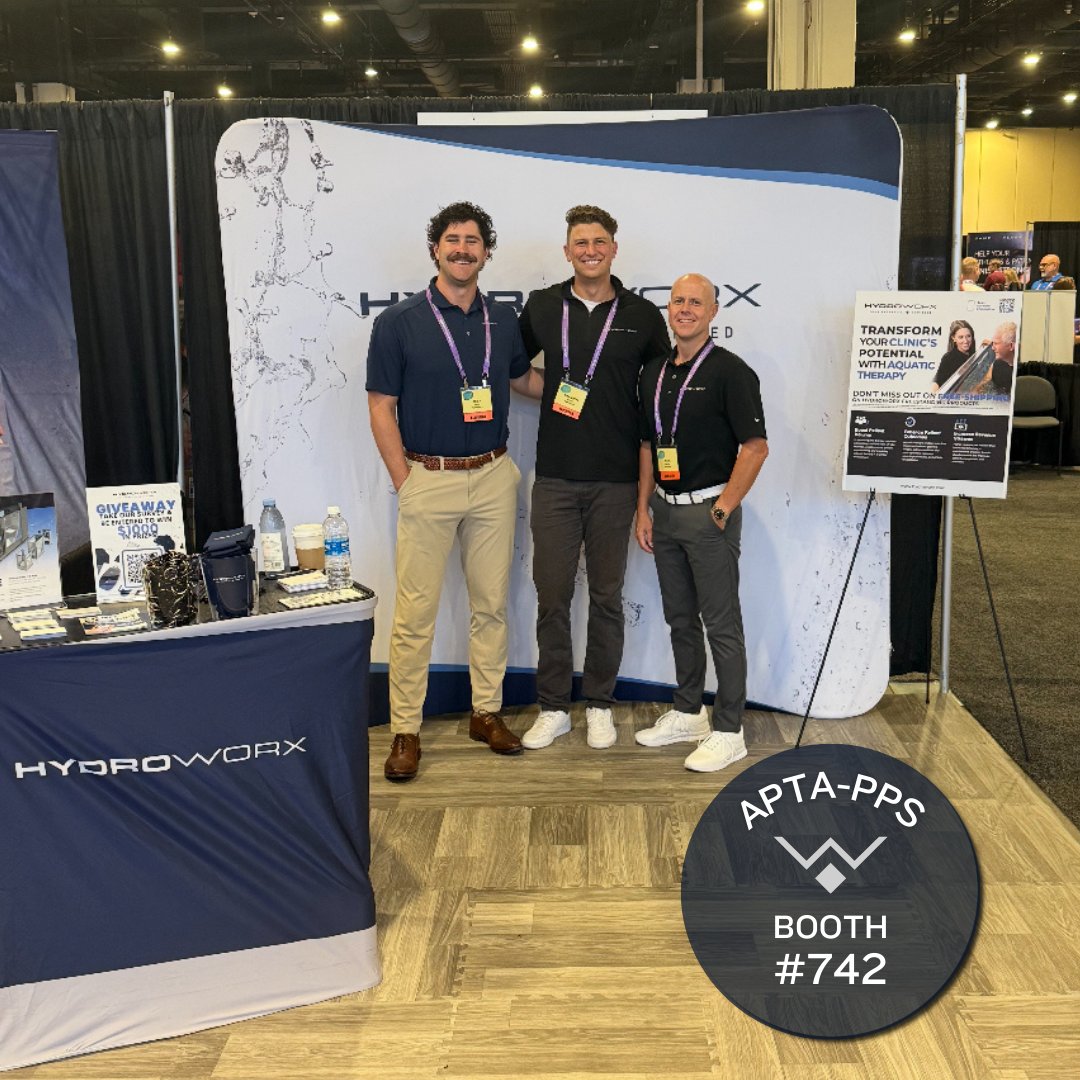 See the HydroWorx Team at APTA PPS 2024, Booth #742! Learn how simple it is to add aquatic therapy to your clinic and enter to win up to $1000 in prizes! 💧🏆 #APTAPPS2024 #HydroWorx #AquaticTherapy