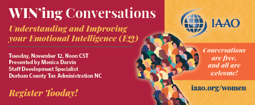 #IAAO WIN'ing Conversation: Understanding and Improving your Emotional Intelligence (EQ) -  Monica Darvin is excited to discuss the importance of Emotional Intelligence and provide tips to help you improve this skill.  iaao.org/store/events/r…