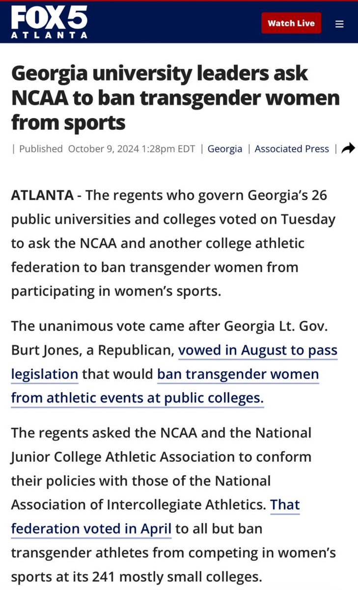 Riley_Gaines_'s tweet photo. It took ~20 college girls suing the Georgia board of regents for them to denounce the @NCAA discriminatory policies

They're essentially admitting they agree with our reason behind suing them

They should immediately announce they won't comply with these policies. Actions > words https://t.co/h7nxE1pOHW
