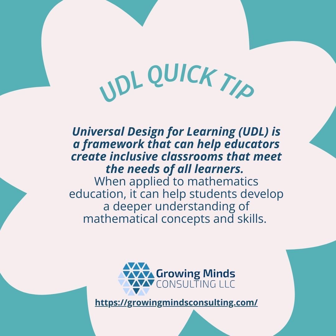 Did you know that when you apply the concepts of Universal Design for Learning to math education it can help students develop a deeper understanding of math concepts and skills? #UDL #MathforAll #matheducation