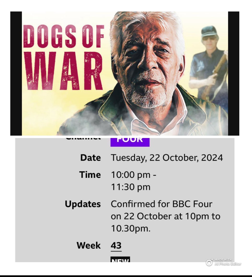 Dave Tomkins film regarding his life story will be shown on Tuesday 22nd October on BBC4 - one not to be missed 👍