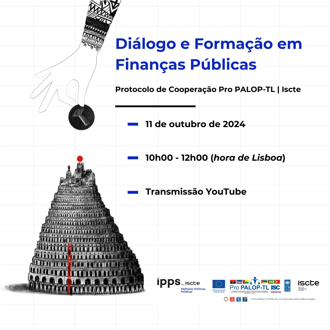IPPS-Iscte (@ipps_iscte) on Twitter photo 📢 Amanhã, 11 de outubro, o <a href="/ISCTEIUL/">Iscte - Instituto Universitário de Lisboa</a> e o <a href="/ProPALOP/">ProPALOP-TL SAI</a> organizam a sessão Diálogo e Formação em Finanças Públicas, onde será celebrado o novo Protocolo de Cooperação Pro PALOP-TL | Iscte.
➡️ bit.ly/47GgMvt
#ipps #Iscte #MelhoresPoliticasPublicas 📢 Amanhã, 11 de outubro, o <a href="/ISCTEIUL/">Iscte - Instituto Universitário de Lisboa</a> e o <a href="/ProPALOP/">ProPALOP-TL SAI</a> organizam a sessão Diálogo e Formação em Finanças Públicas, onde será celebrado o novo Protocolo de Cooperação Pro PALOP-TL | Iscte.
➡️ bit.ly/47GgMvt
#ipps #Iscte #MelhoresPoliticasPublicas