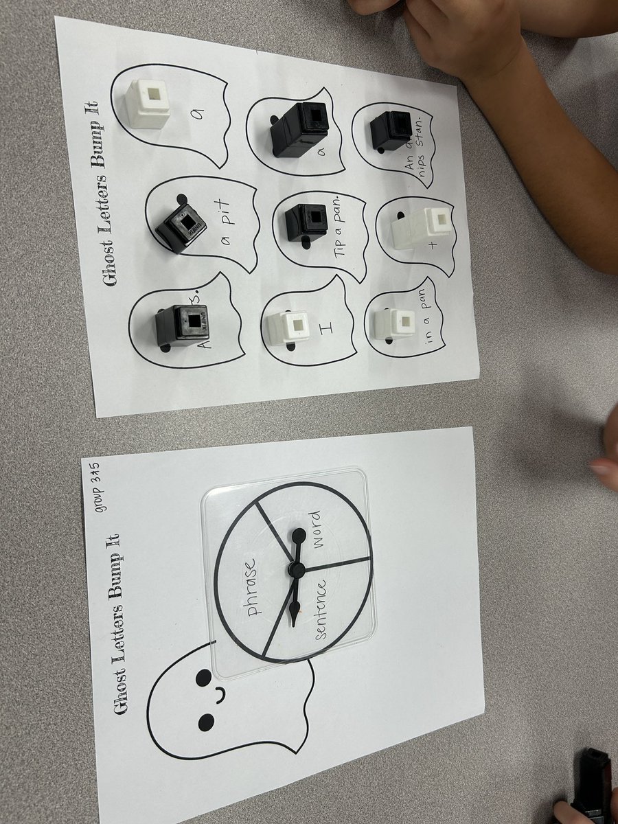 We all loved this activity today!!! Same game for reading practice but easy to swap out the focus based on each groups reading practice lists/skills for the day 👻