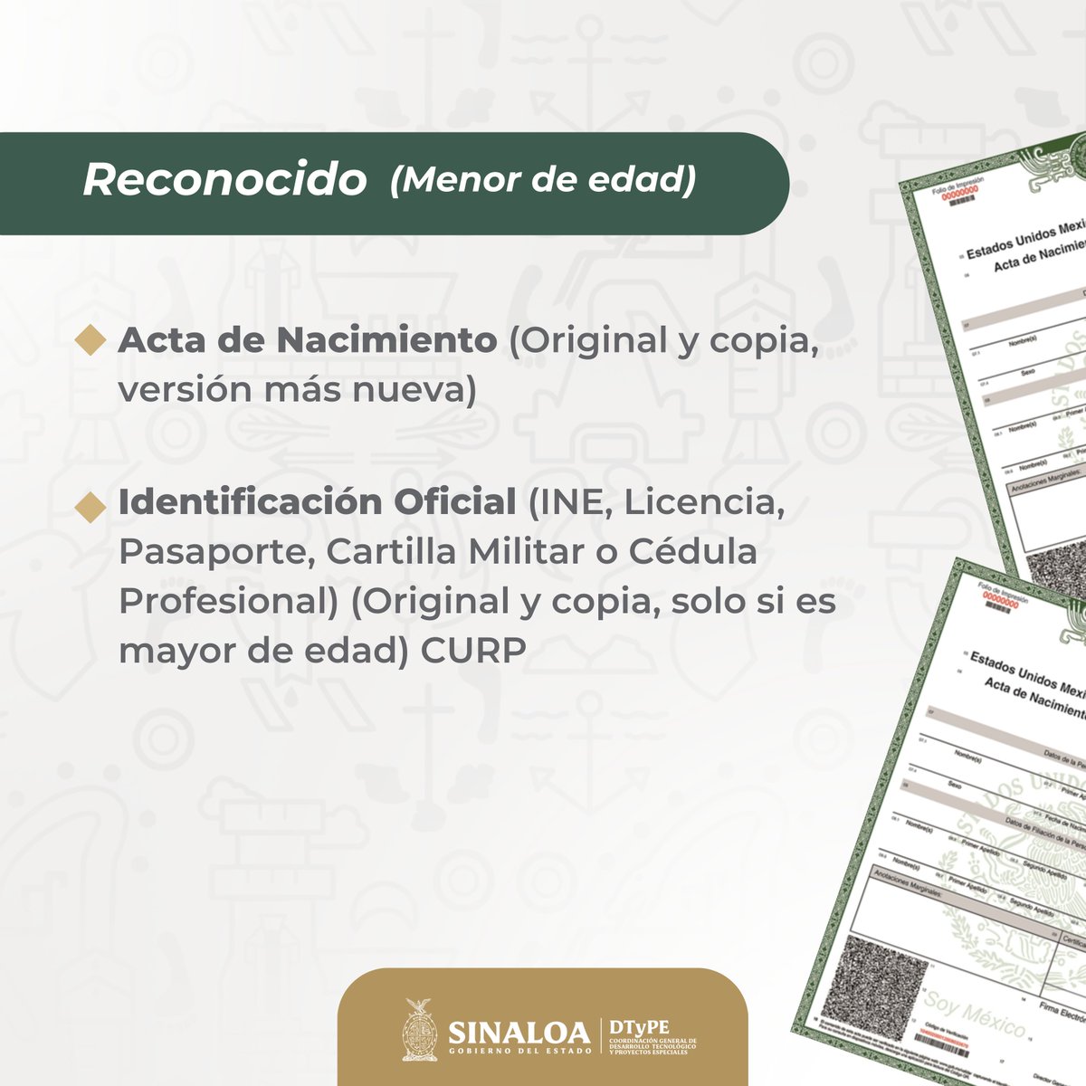 DigitalCdt21's tweet photo. Este trámite se realiza cuando una persona desea reconocer legalmente a un menor de edad como su hijo. Los documentos requeridos varían según si eres el menor reconocido, la persona que realiza el reconocimiento, o el padre o madre del menor. #ReconocimientoLegal #Cgdtype https://t.co/vuQOMw69XS