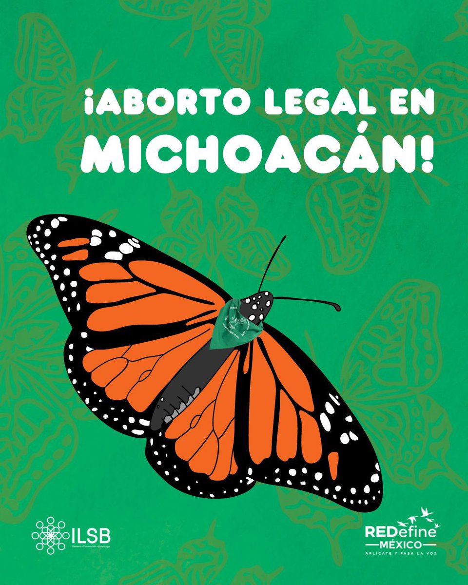 ¡En Michoacán hay mariposas, corundas y aborto legal! Con 27 votos a favor, se acaba de despenalizar el aborto hasta las 12 semanas en Michoacán 💚

🙌Celebramos y reconocemos la lucha histórica de mujeres, personas con capacidad de gestar, activistas, colectivas y organizaciones