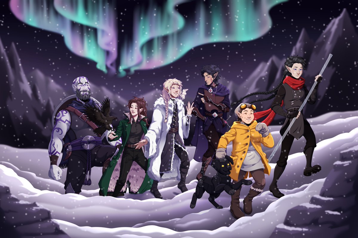 harpxer's tweet photo. D&amp;D Party Illustration c0mm!! 

This group is working their way through the rime of the frostmaiden module <3 Such a pleasure to work on this one! https://t.co/b1r1yjtbJx