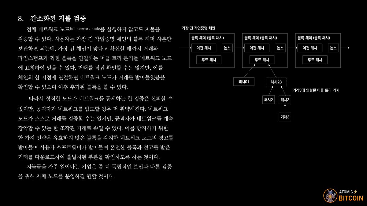 비트코인 백서(Bitcoin Whitepaper) 8. 간소화된 지불 검증(Simplified Payment Verification)