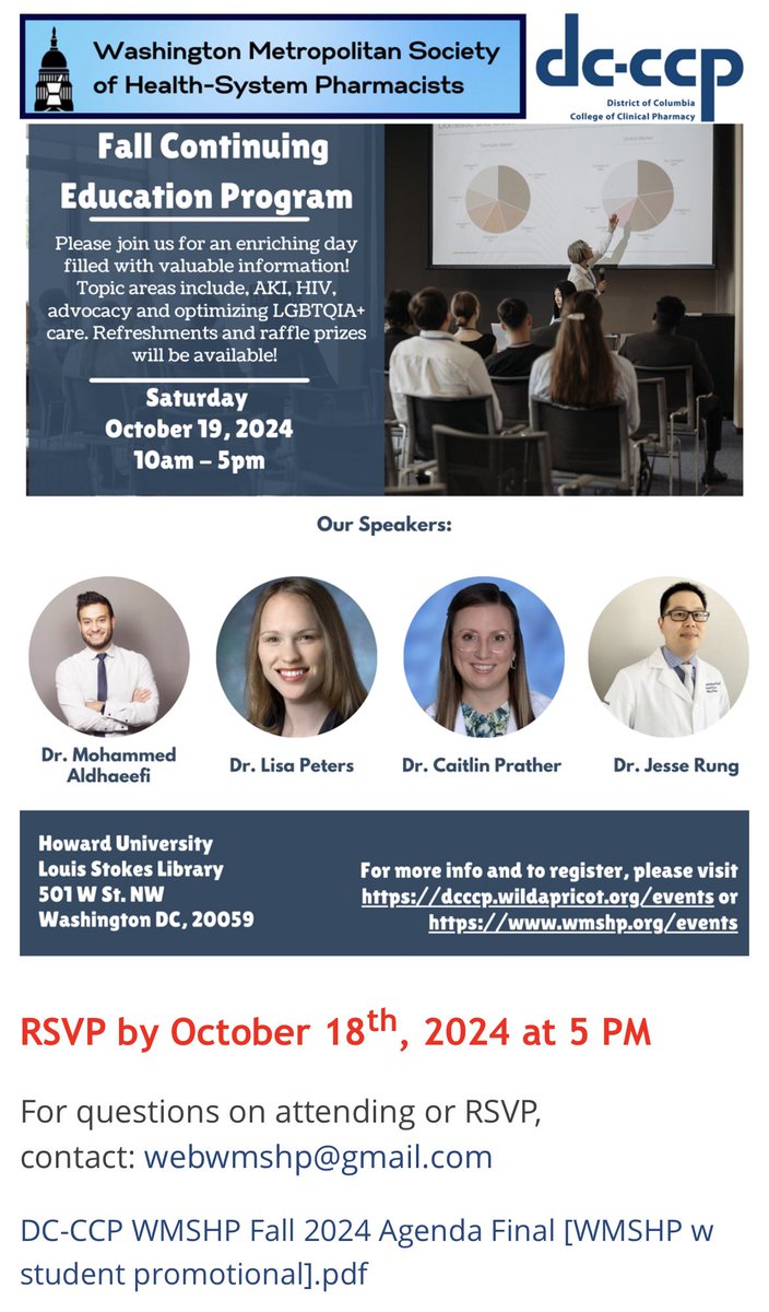 Excited to invite everyone to the annual WMSHP CE Day! Reviving this in-person event was a priority as the WMSHP President, and I’m thrilled to see it come to life. Thanks to the phenomenal work of our E-board

wmshp.org/event-5881541